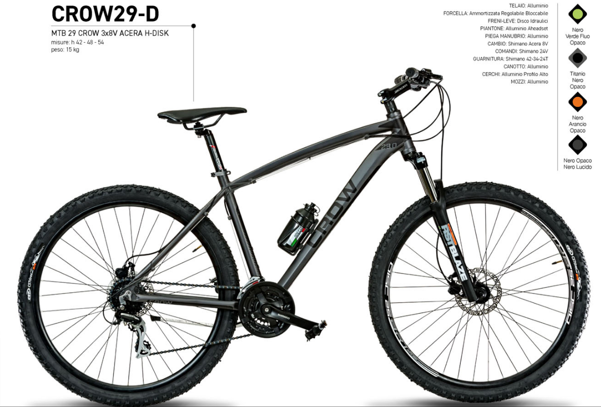 Bici Casadei Crow MTB 29" Shimano 24v Alluminio Disk Forcella Amm Regolabile Bloccabile