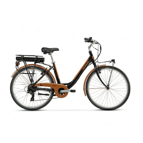 BICI ELETTRICA LOMBARDO 26" E-BIKE "LEVANZO" CITY 7V BAFANG 468Wh MISURA 43 COLORE BLACK /COPPER MATT