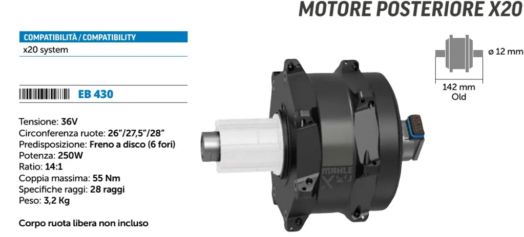 MOTORE MAHLE POSTERIORE X20 SYSTEM 36V