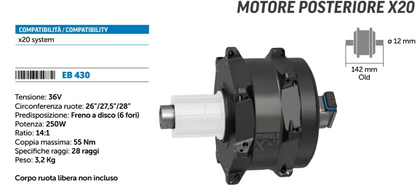 MOTORE MAHLE POSTERIORE X20 SYSTEM 36V