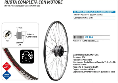 RUOTA COMPLETA 27.5" MOTORE EB15