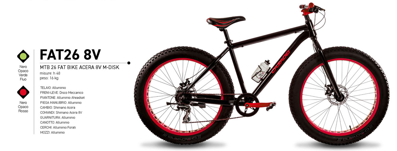 Bici Casadei Fat MTB 26" Alluminio Acera 8v Disk