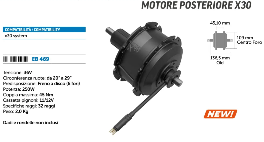 MOTORE MAHLE POSTERIORE X30 SYSTEM 36V