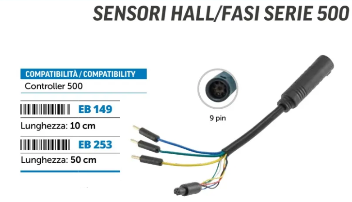 CAVO SENSORI HALL/FASI SERIE 500 10 cm - 50 cm