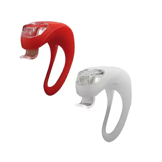 MV-TEK Fanale Anteriore + Posteriore 2 Led Gomma Bianco/Rosso