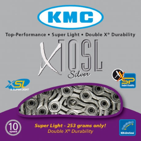 KMC CATENA X10SL SUPER LIGHT 10 VELOCITA' COLORE ARGENTO